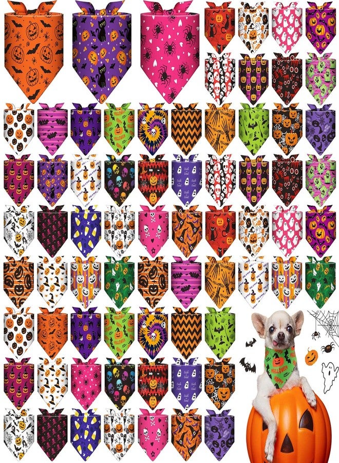 Bunnycool 72 Pcs Halloween Dog Bandanas Bulk Pumpkin Triangle Scarf Cat Bibs Puppy Scarf Pet Bandanas Photo Props Accessories for Puppy Cat Halloween Birthday Party Costume - Image 1